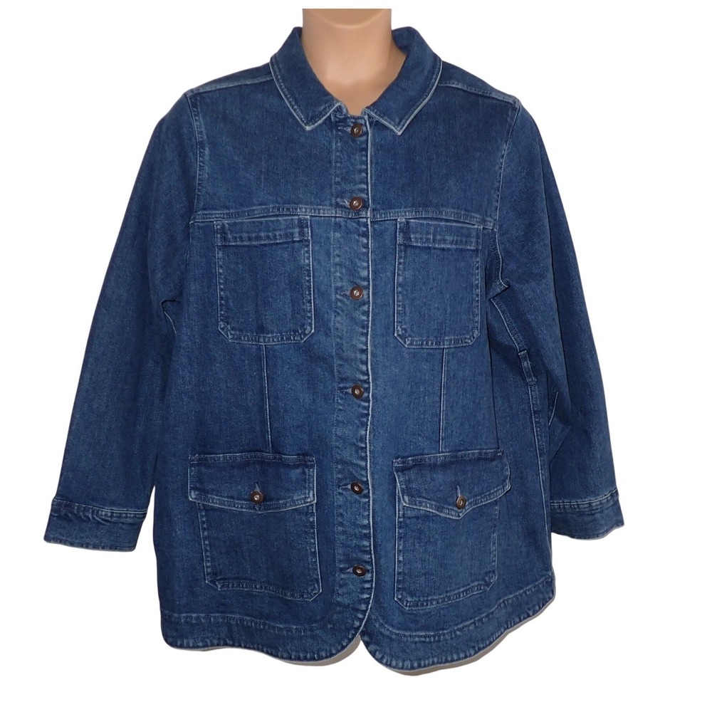 Old Navy Women's Blue Denim Barn Jacket Chore Coat Size 2X Utility Cottage